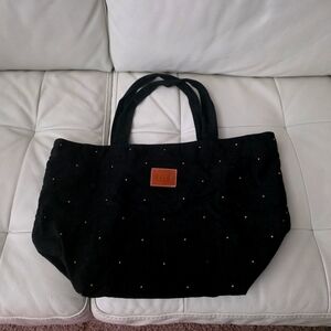 PINK Victoria's Secret Black and Gold Stud Tote Bag